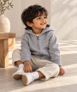 Joe Fresh Toddler Grey Full Zip Hoodie Sweatshirt 2T Minimalist Cozy Basic